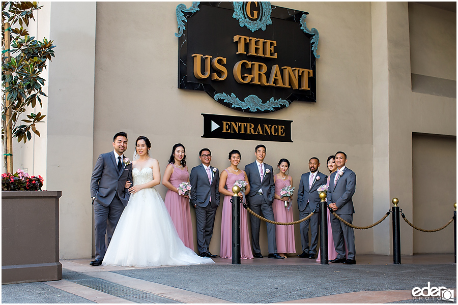 Wedding at The US Grant - photo of wedding party at entrance.