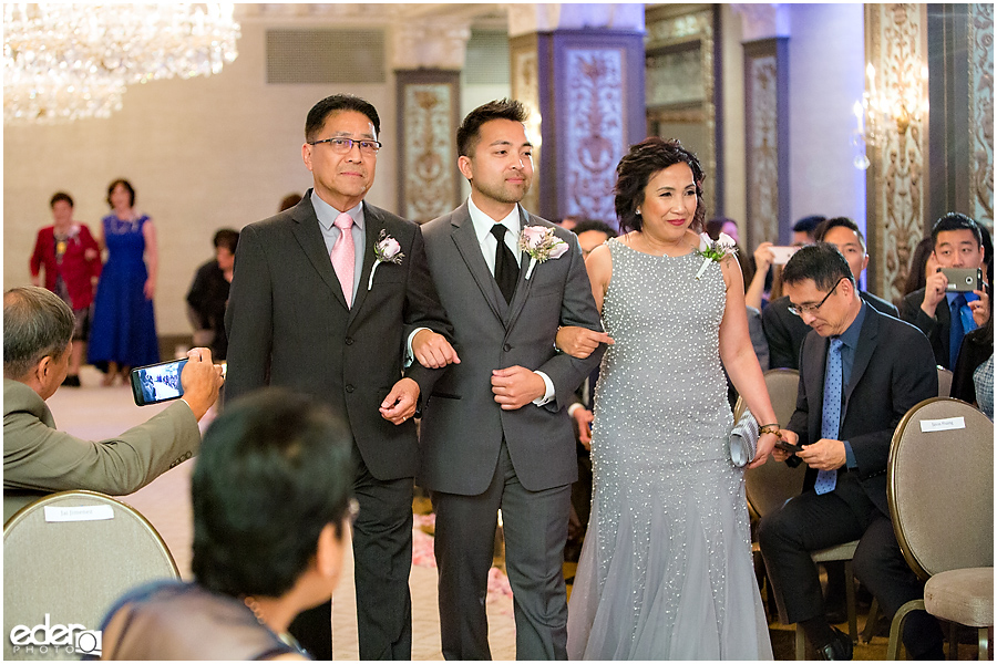 Wedding at The US Grant - photo of groom and parents.