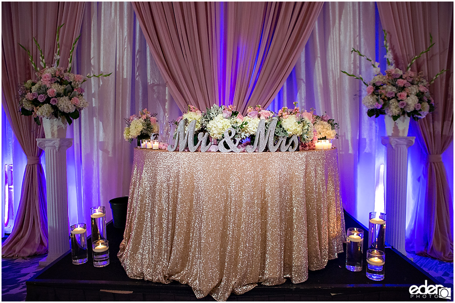 Wedding at The US Grant - photo of sweetheart table.