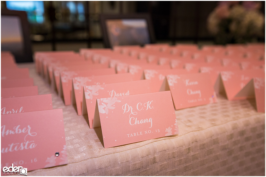 Wedding at The US Grant - photo of place cards.