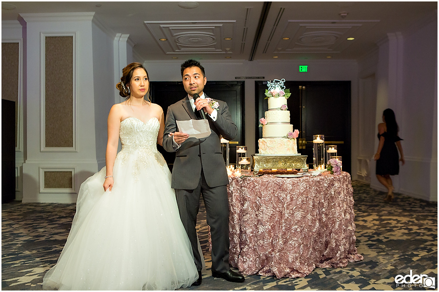 Wedding at The US Grant - photo of couple's toast.