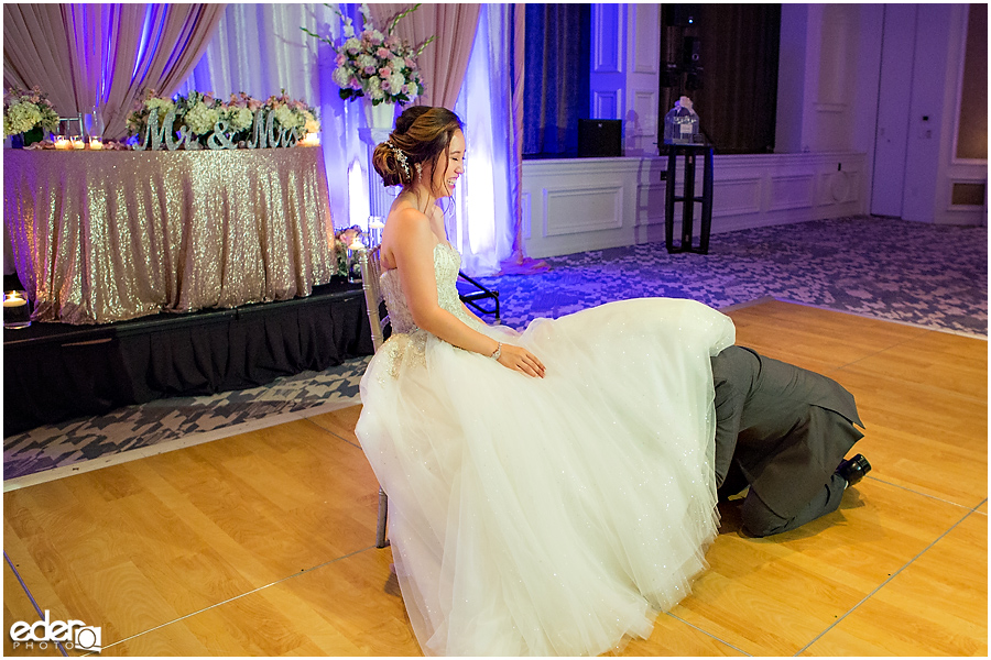 Wedding at The US Grant - photo of garter toss.