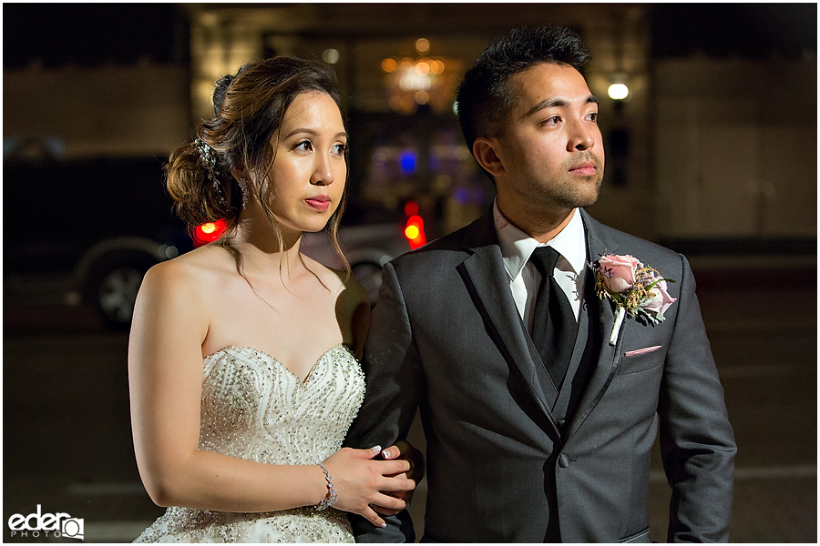 Wedding at The US Grant - night portraits outside.