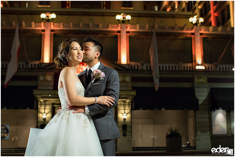 Wedding at The US Grant - night portraits outside.