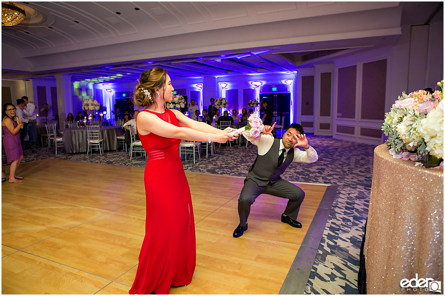 Wedding at The US Grant - photo of bouquet toss.