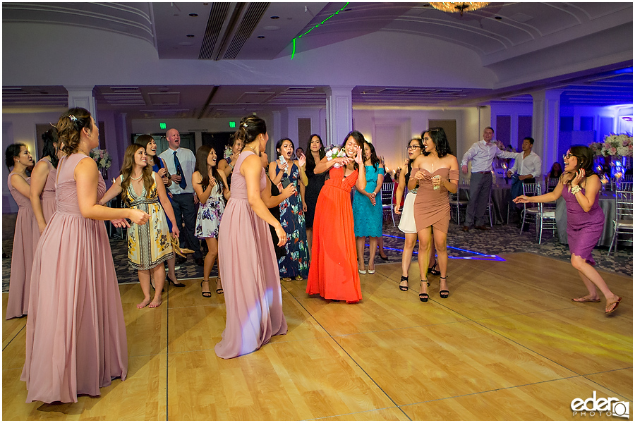 Wedding at The US Grant - photo of bouquet toss.