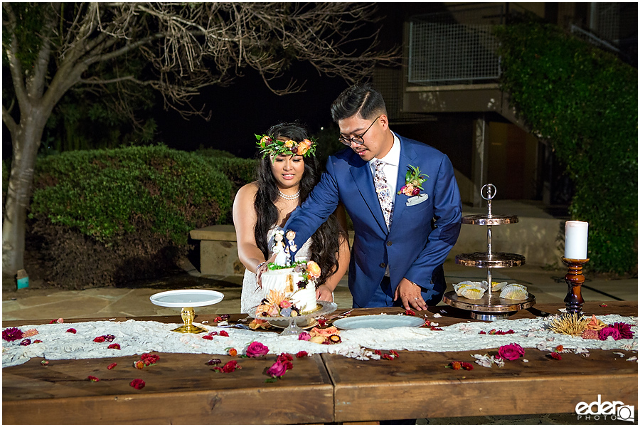 Francis Parker School Wedding reception cake cutting