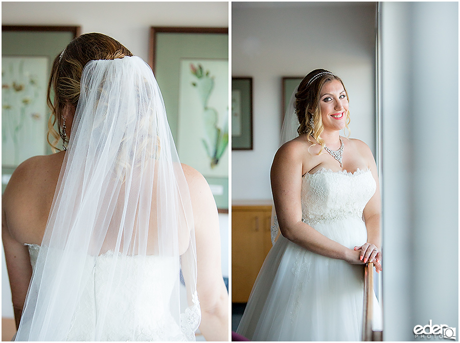 San Diego Natural History Museum Wedding - bride in conference room.