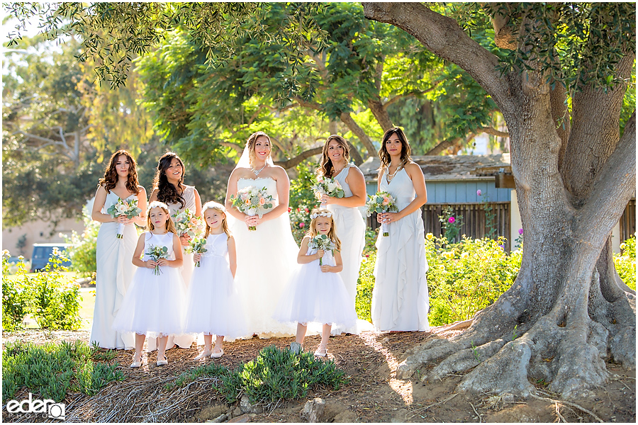 San Diego Natural History Museum Wedding - Bridesmaids in Rose Garden.