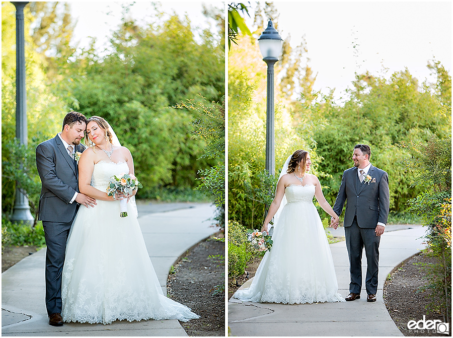 San Diego Natural History Museum Wedding -bride and groom photos in Balboa Park.