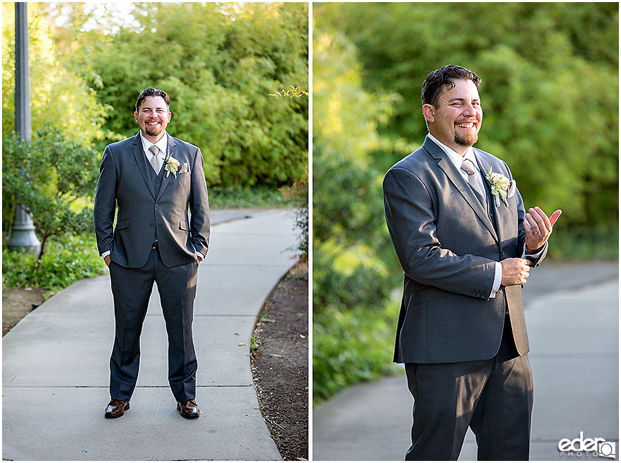 San Diego Natural History Museum Wedding -bride and groom photos in Balboa Park.