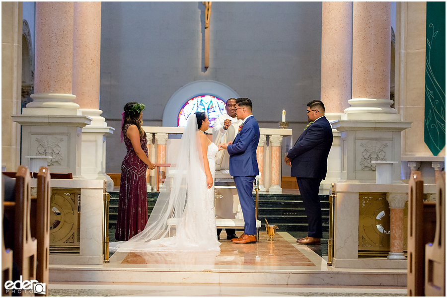 The Immaculata Wedding Ceremony ring exchange