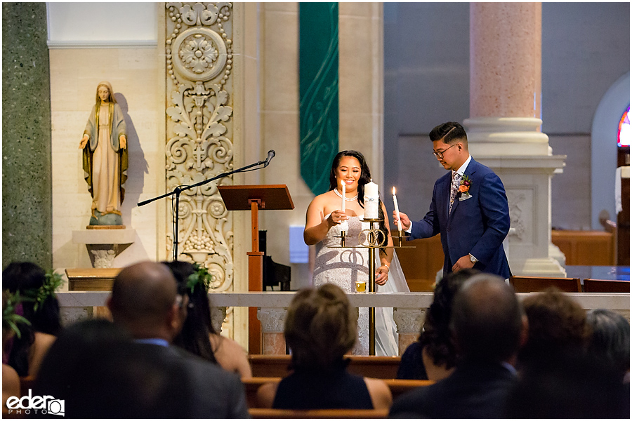 The Immaculata Wedding Ceremony candle lighting