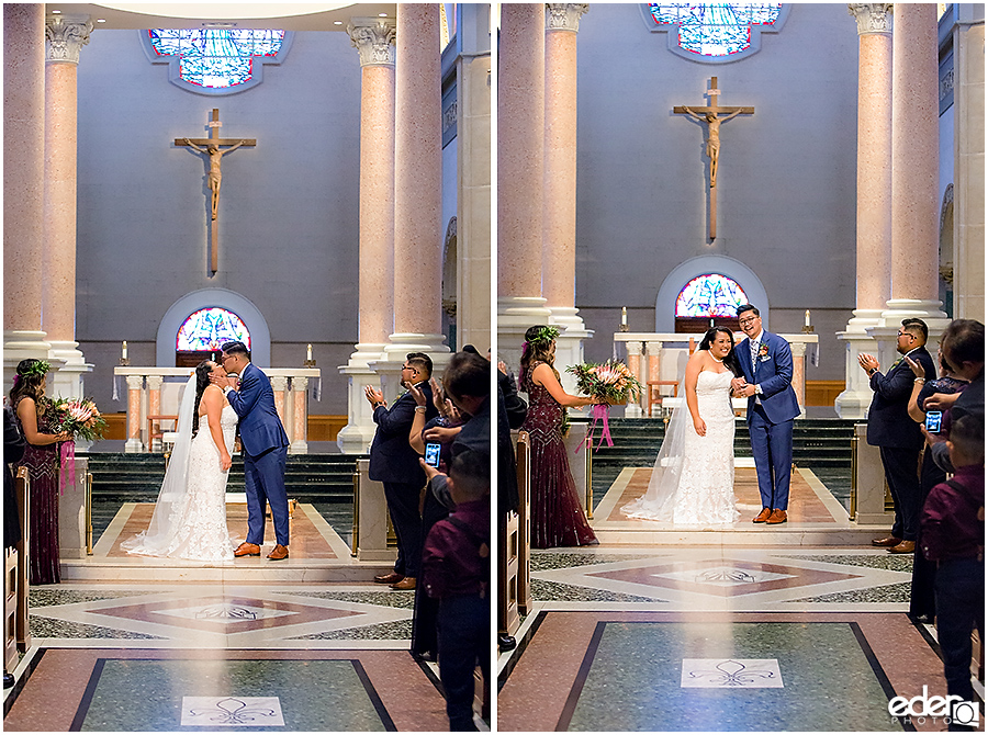 The Immaculata Wedding Ceremony first kiss