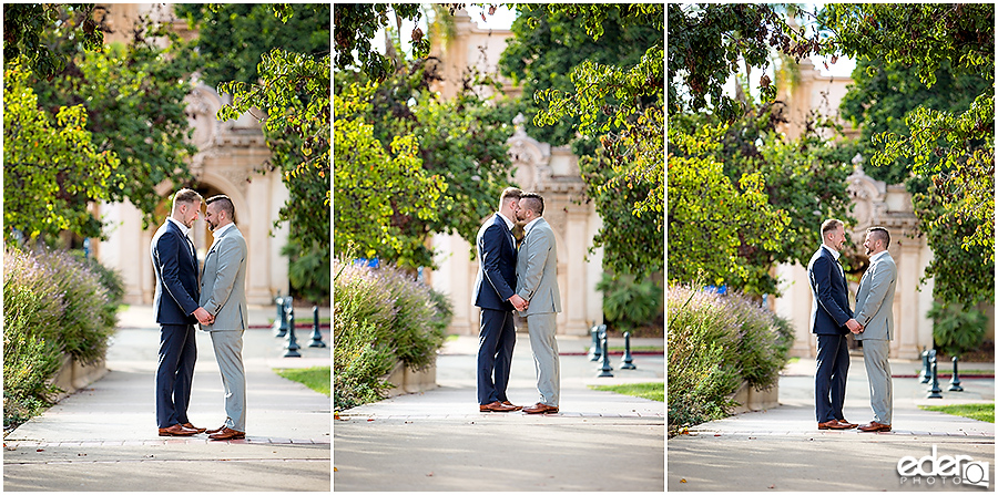 San Diego Elopement Photos in Balboa Park near museum.