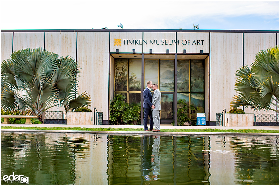 San Diego Elopement Photos at Balboa Park Lily Pond.