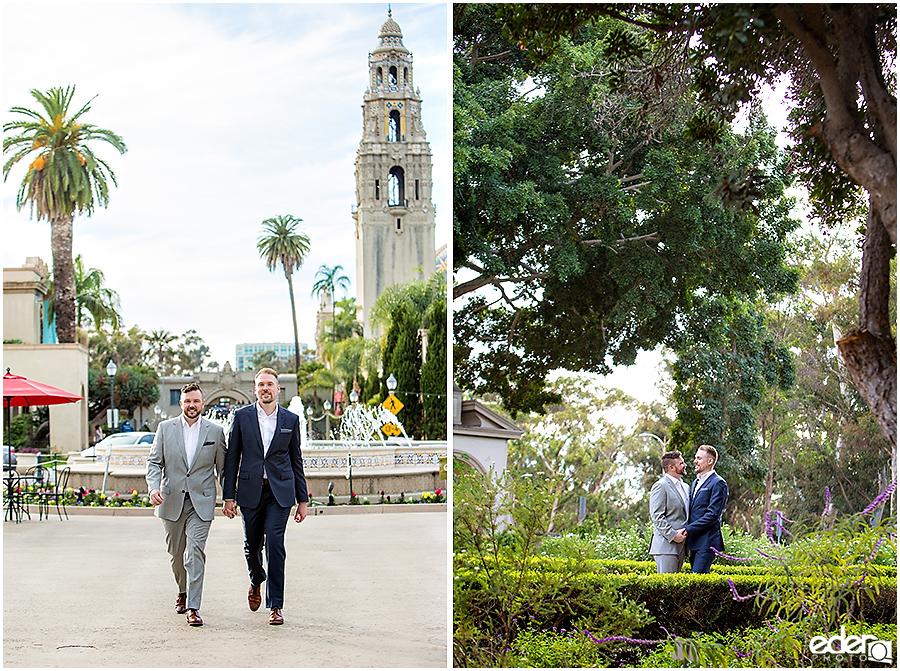 San Diego Elopement Photos at Balboa Park Panama Plaza.