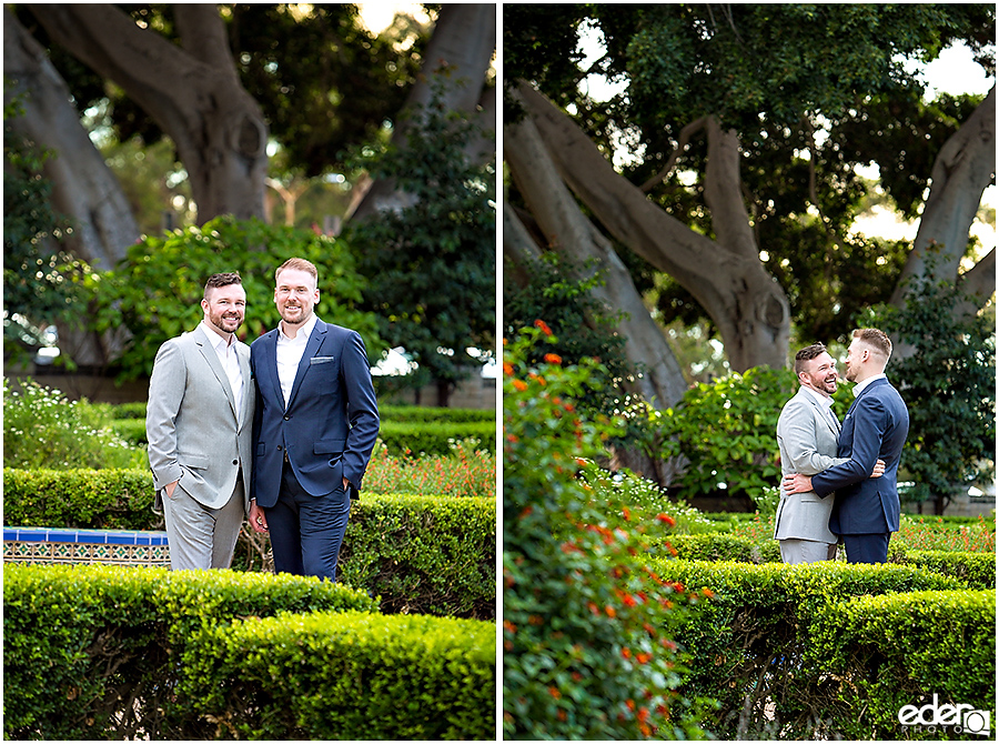 San Diego Elopement Photos at Balboa Park garden.