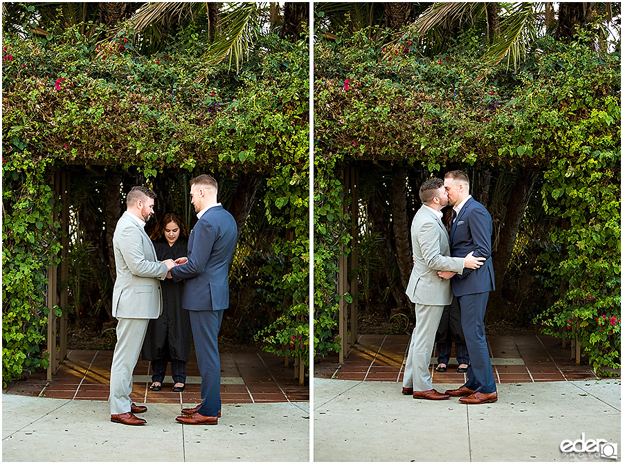 San Diego County Building Elopement Ceremony kiss.