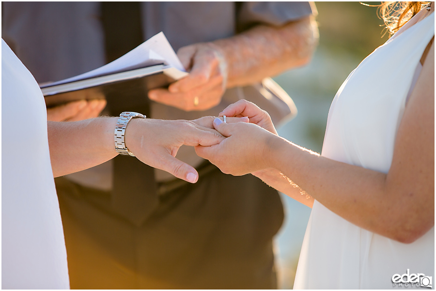 Coronado Beach Elopement - exchanging of rings