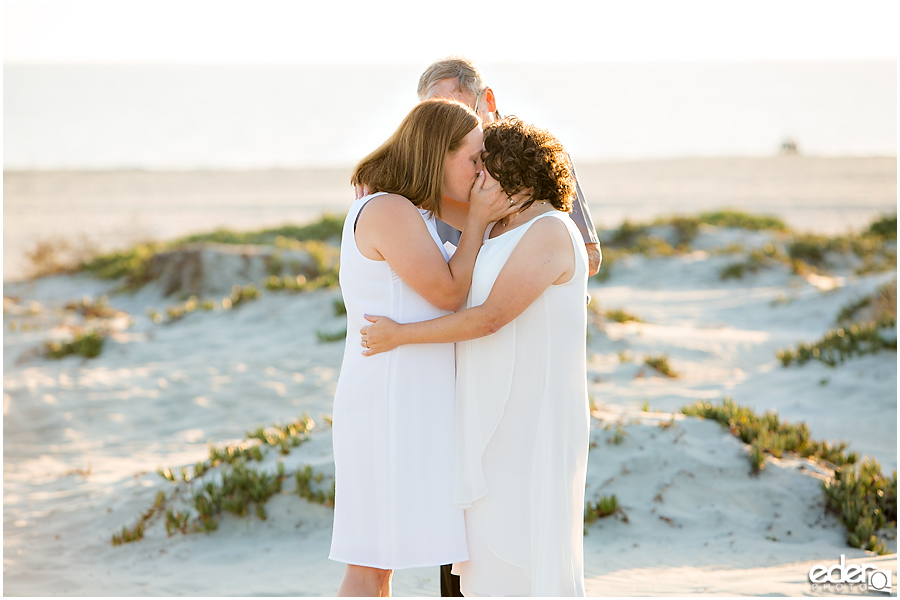 Coronado Beach Elopement - first kiss