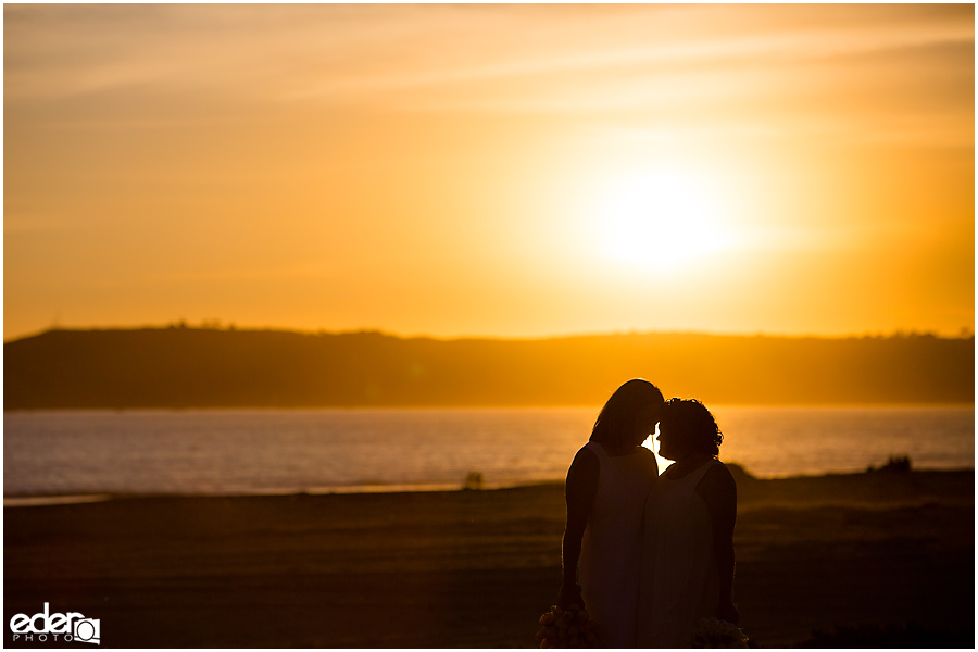 Coronado Beach Elopement - sunset silhouette 