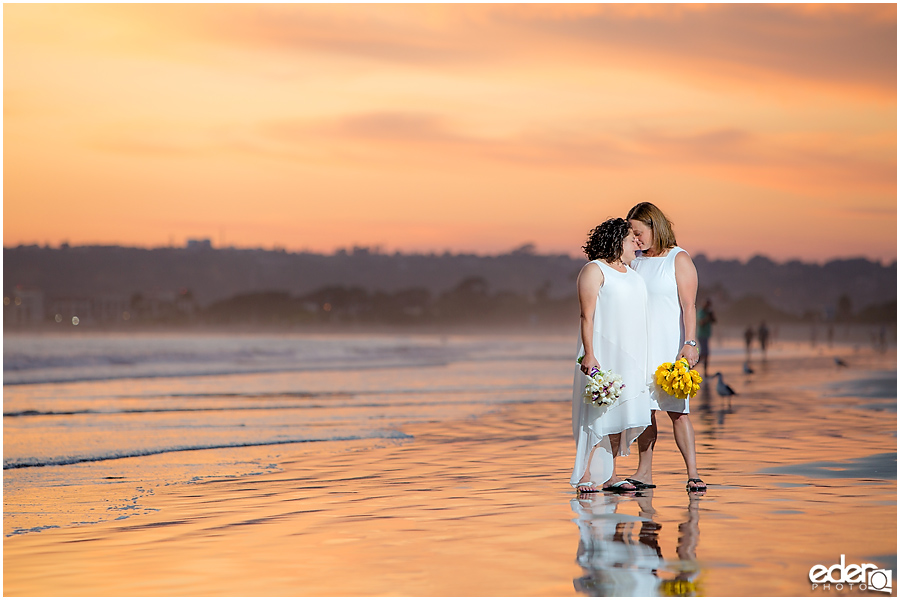 Coronado Beach Elopement - sunset bride portraits