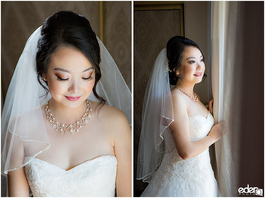 Small Winter Wedding La Jolla - bride window portraits