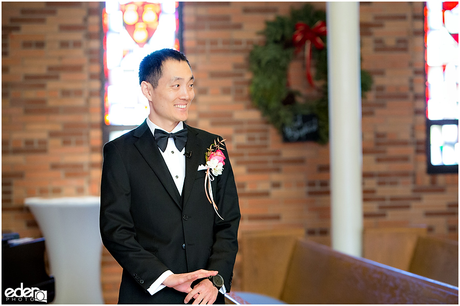 Torrey Pines Church Wedding - groom waiting