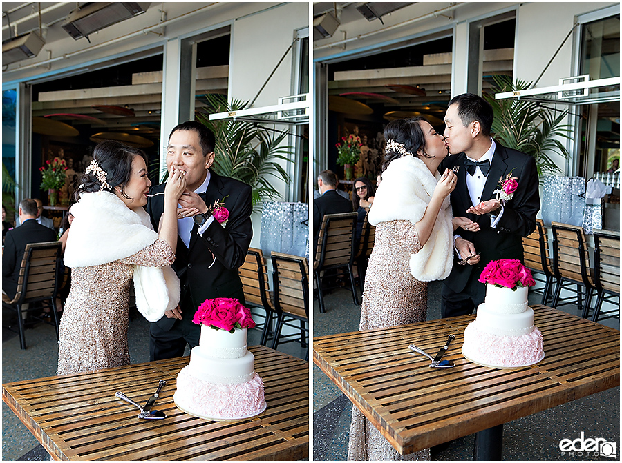 Duke's La Jolla Wedding Reception cake cutting