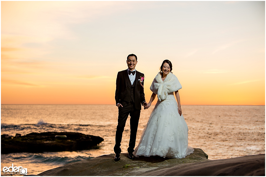 Sunset beach portrait for La Jolla Wedding