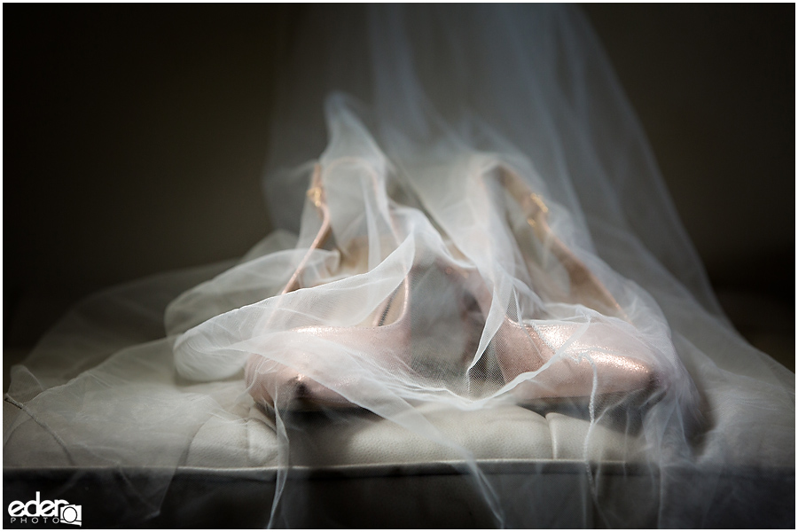 Wedding shoes under veil