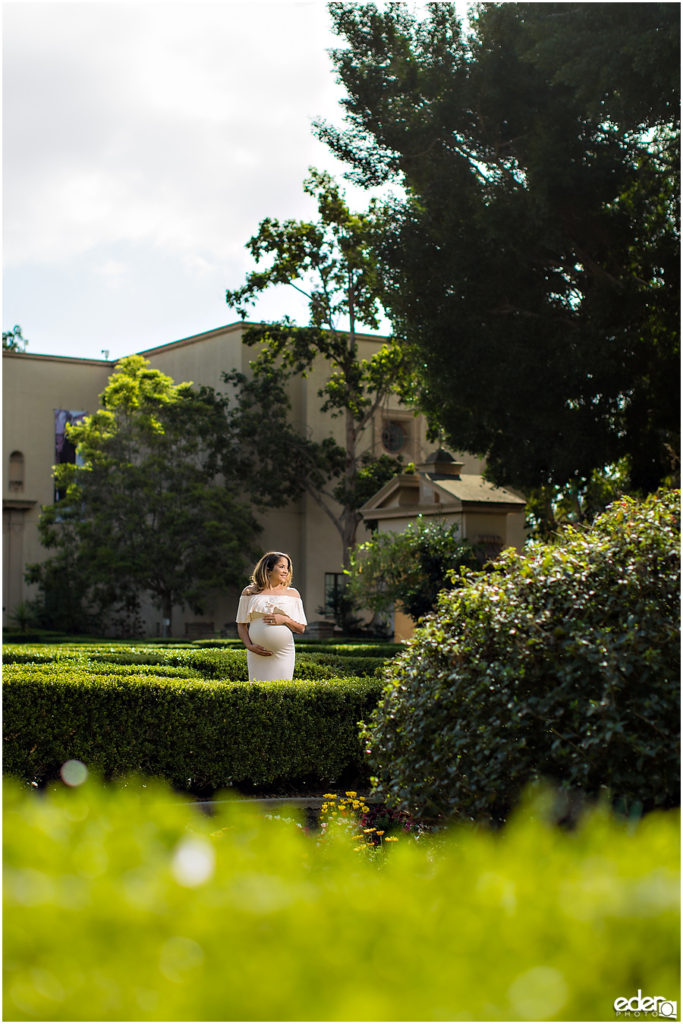 Balboa Park maternity session photo in garden