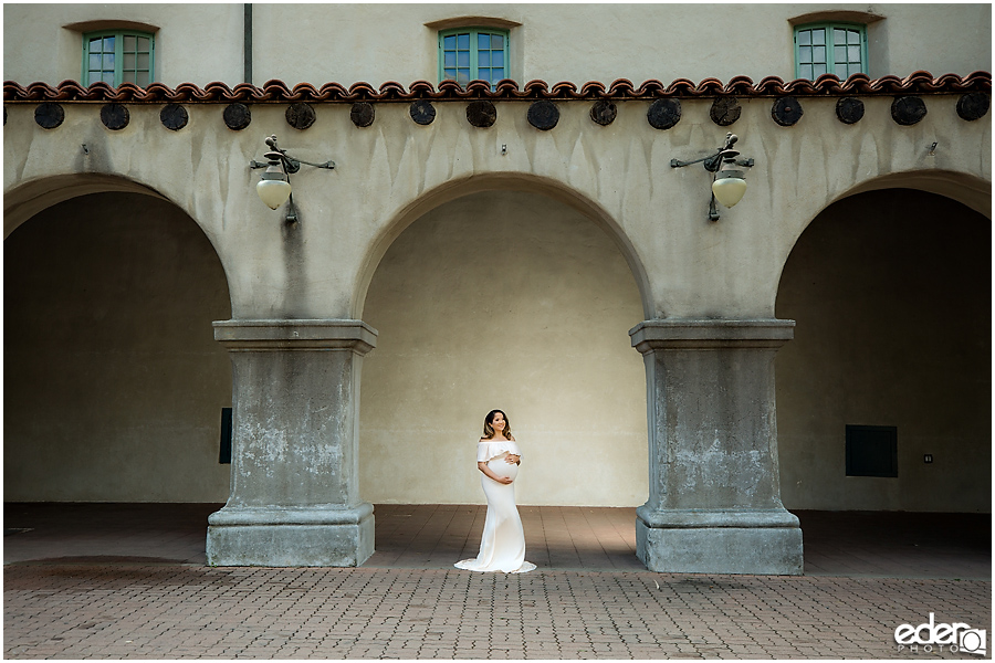 Balboa Park maternity session classic architecture.