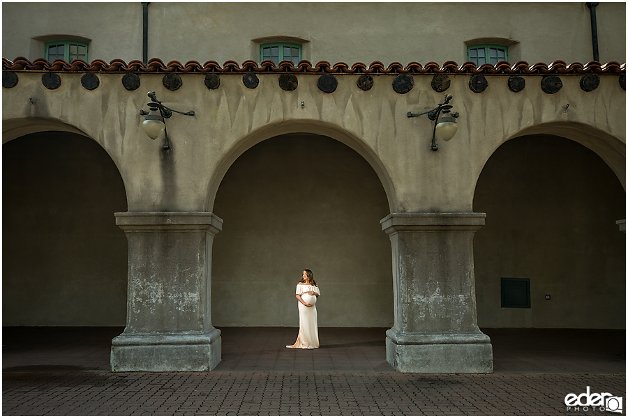 Balboa Park maternity session classic architecture.