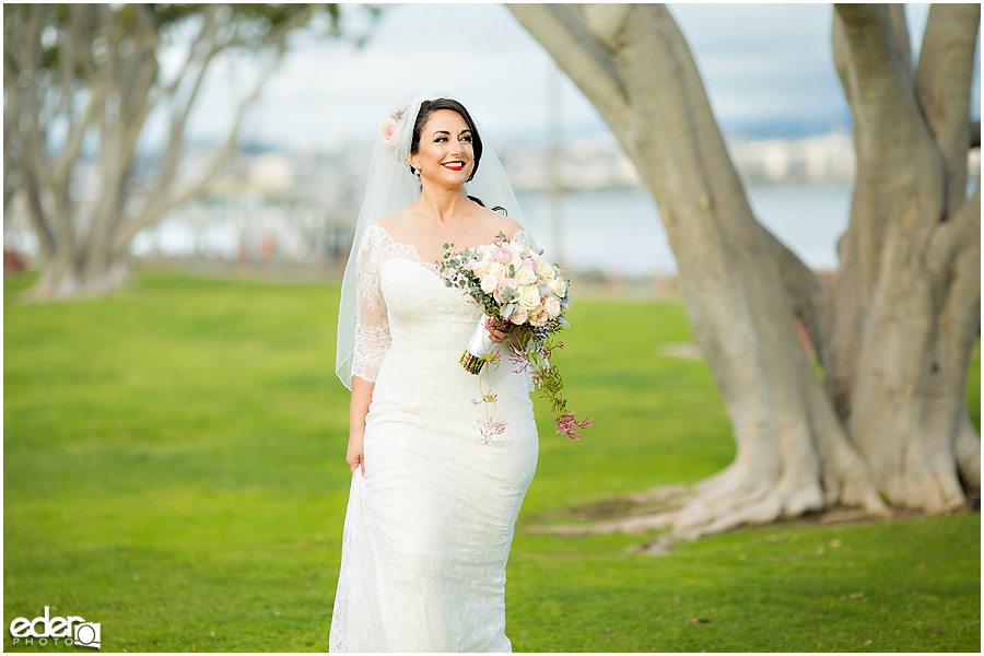 Kona Kai Wedding portrait of bride walking.