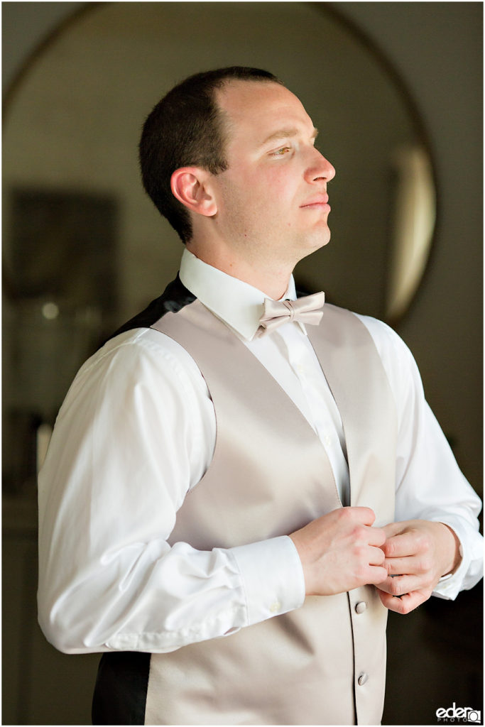 Kona Kai Wedding photo of groom getting ready.