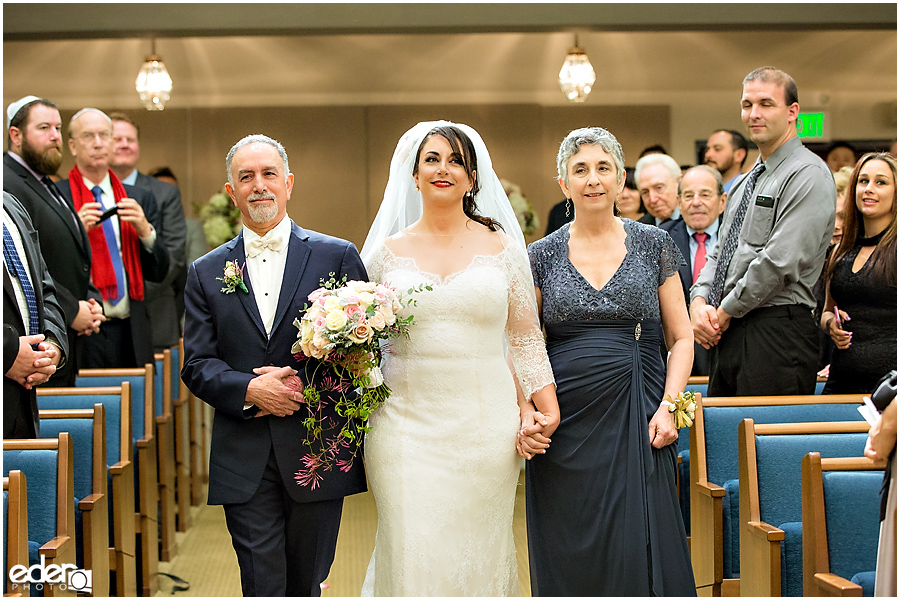 Ohr Shalom Synagogue wedding bride and parents.