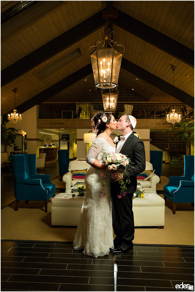 Kona Kai Wedding portrait in lobby.