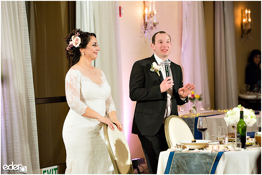 Kona Kai Wedding reception couples toast.