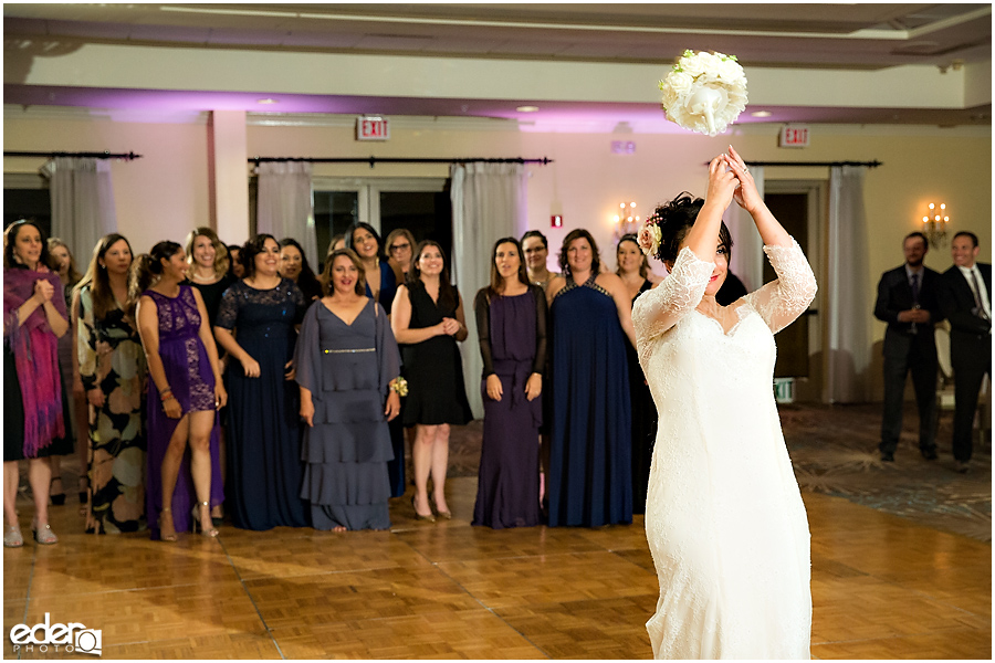 Kona Kai Wedding reception bouquet toss.