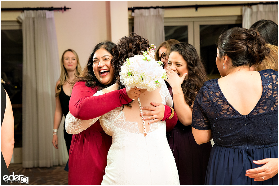 Kona Kai Wedding reception bouquet toss.