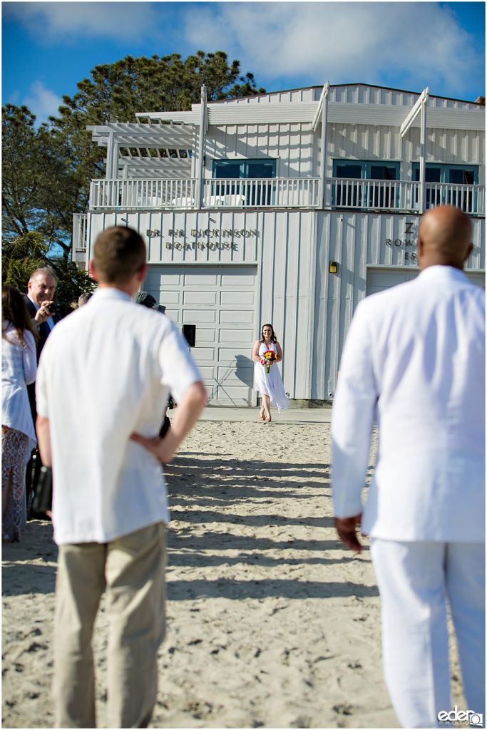 ZLAC Rowing Club Wedding Ceremony bride walking