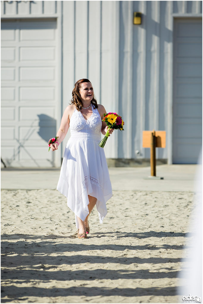 ZLAC Rowing Club Wedding Ceremony bride walking