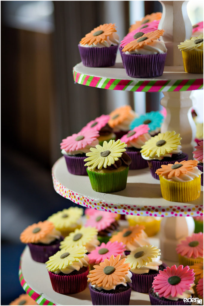 ZLAC Rowing Club Wedding Reception flower cupcakes.