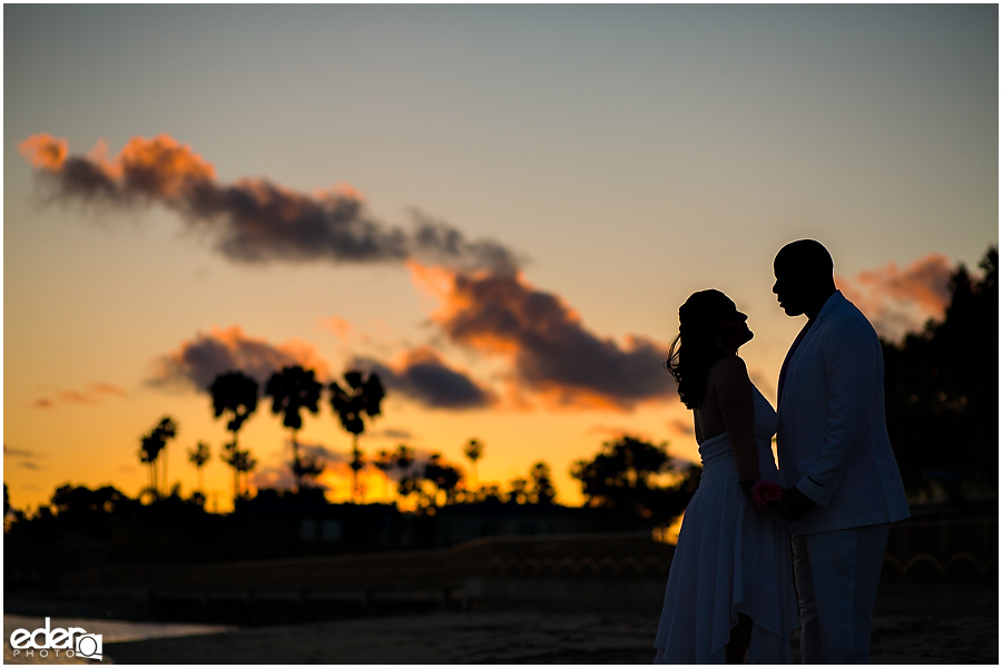 ZLAC Rowing Club Wedding silhouette portraits of bride and groom.