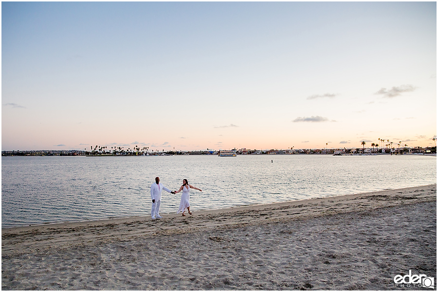 Sunset wedding portrait in Mission Bay.