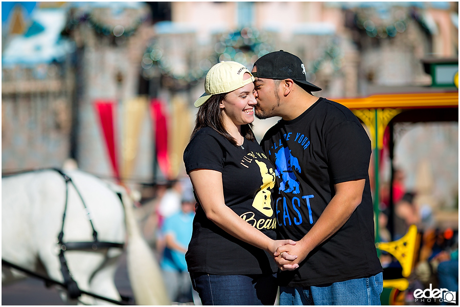 Disneyland Engagement Session in front of Castle