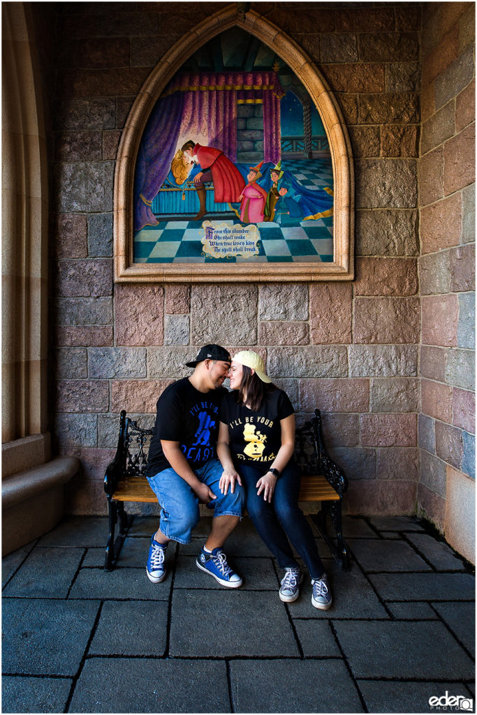 Disneyland Engagement Session in Sleeping Beauty Castle