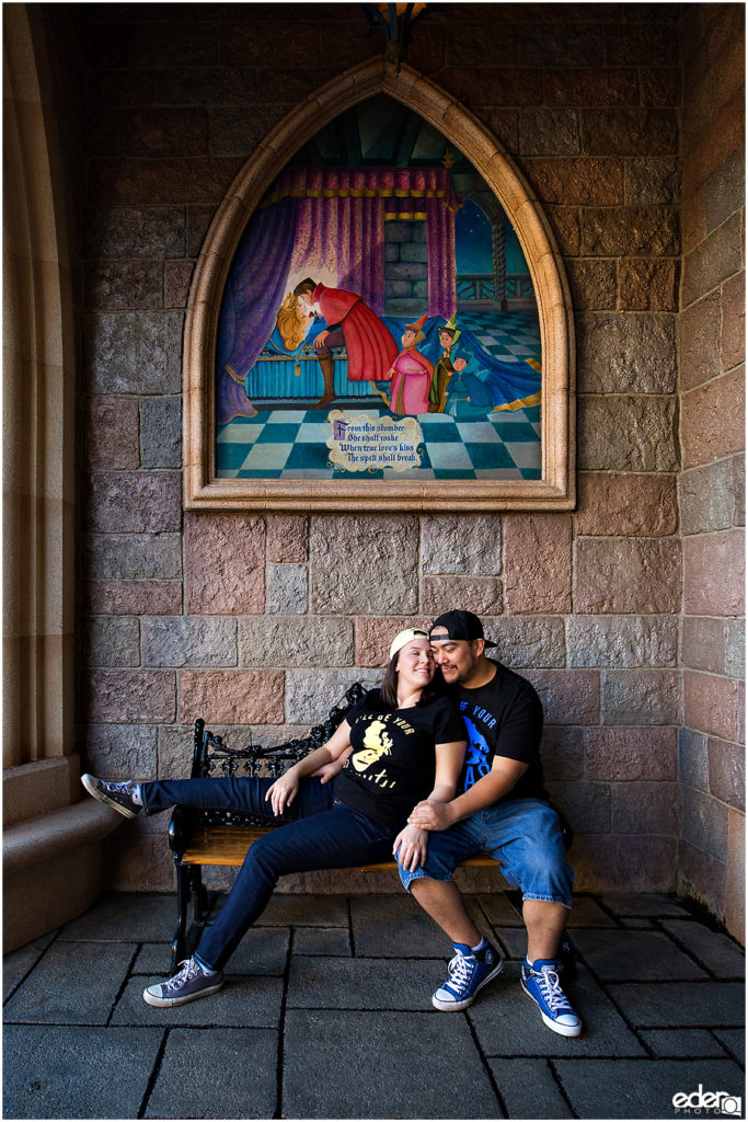 Disneyland Engagement Session in Sleeping Beauty Castle